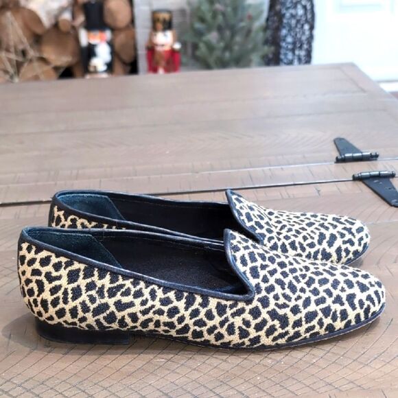 Zalo Animal Print Needlepoint Loafer Flats Sz 8 - Picture 1 of 7